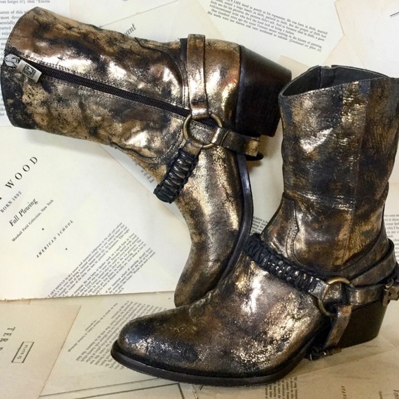 Free People Shoes - Jo Ghost Distressed MetallicLeather Harness Boot 9